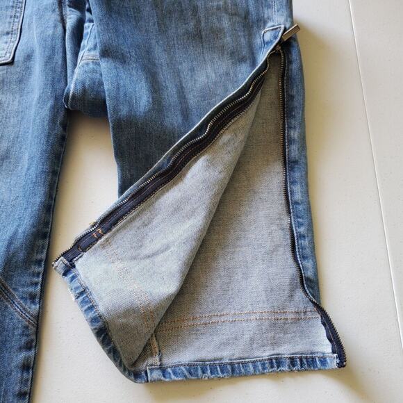 Jonathan Simkhai Payton Denim Cargo Jeans Mid Rise Straight Leg Zipper Hem - Picture 6 of 16